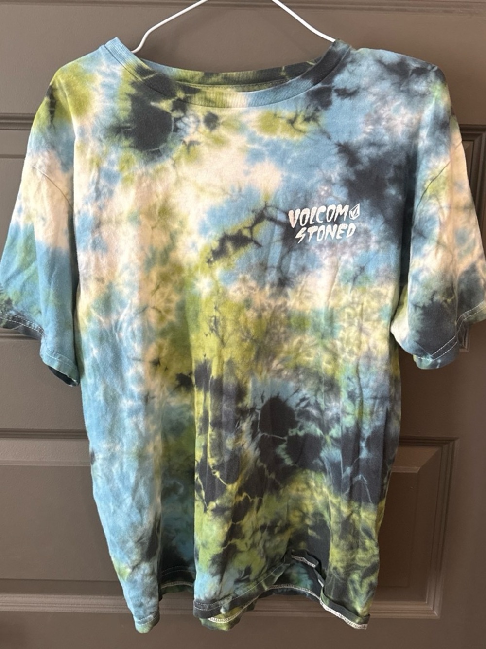 Volcom Stoned Tie Dye T-Shirt Medium Blue Green Skate Surf Tee